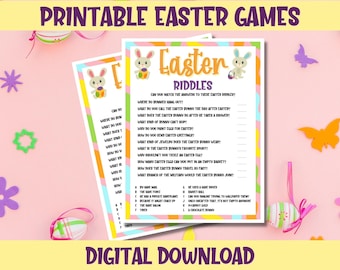 Printable Easter Riddles Game, Fun For Children And Adults, Jokes, Instant Download, Classroom, Parties, Digital PDF