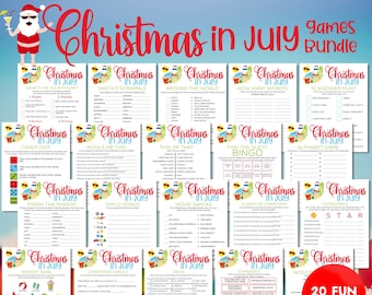 Bundel met afdrukbare kerstspellen in juli: 20 leuke gezelschapsspellen voor feestelijke zomerfeesten!