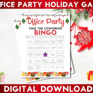 Office Party Icebreaker Game, Find The Coworker Bingo Holiday Game, Christmas Work Party, Coworkers, Festive Fun, Instant Download