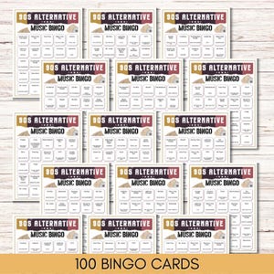90s Alternative Music Bingo – The Ultimate Grunge & Alt-Rock Throwback Game, Printable Music Game, Party Game, Instant Download