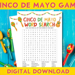 Cinco De Mayo Printable Word Search, Fiesta Party, Family Game Night ...