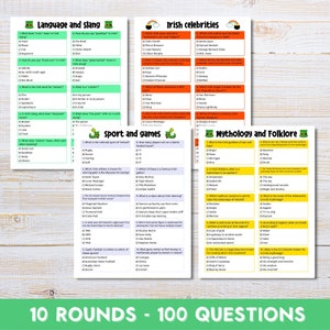 Irish Rizzes St Patricks Day Quiz Printable, Pub Quiz 10 Rounds, St Paddys Day ...