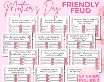 Mothers Day Friendly Feud, Family Game Night, Mothers Day Trivia Game, Printable Game, Mother Day Trivia Feud, Party Game, Editable