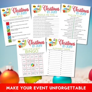Christmas in July Printable Games Bundle - 20 Fun Party Games for Festive Summer Celebrations!