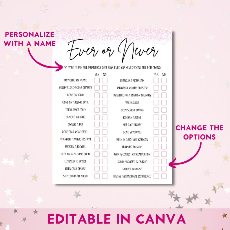 Birthday Games For Her, Editable Printable 20 Game Bundle, Modern Birthday Party Ideas, 21st, 30th, 50th, 60th, Personalize in Canva