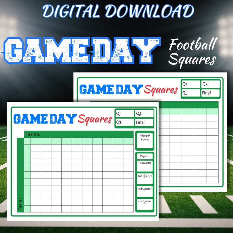 Football squares game football fundraiser printable football pool