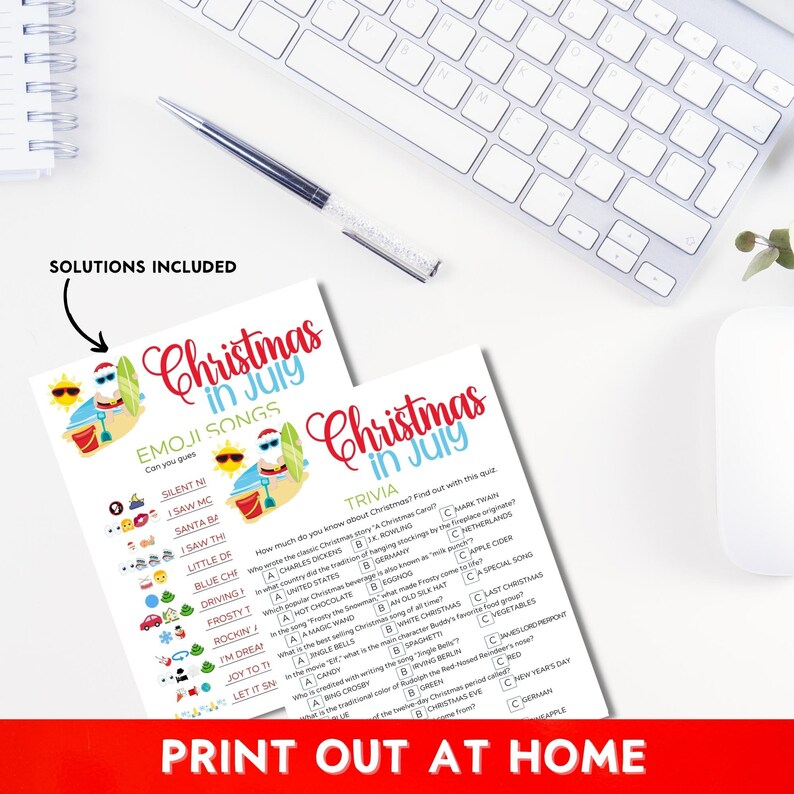 Christmas in July Printable Games Bundle - 20 Fun Party Games for Festive Summer Celebrations!