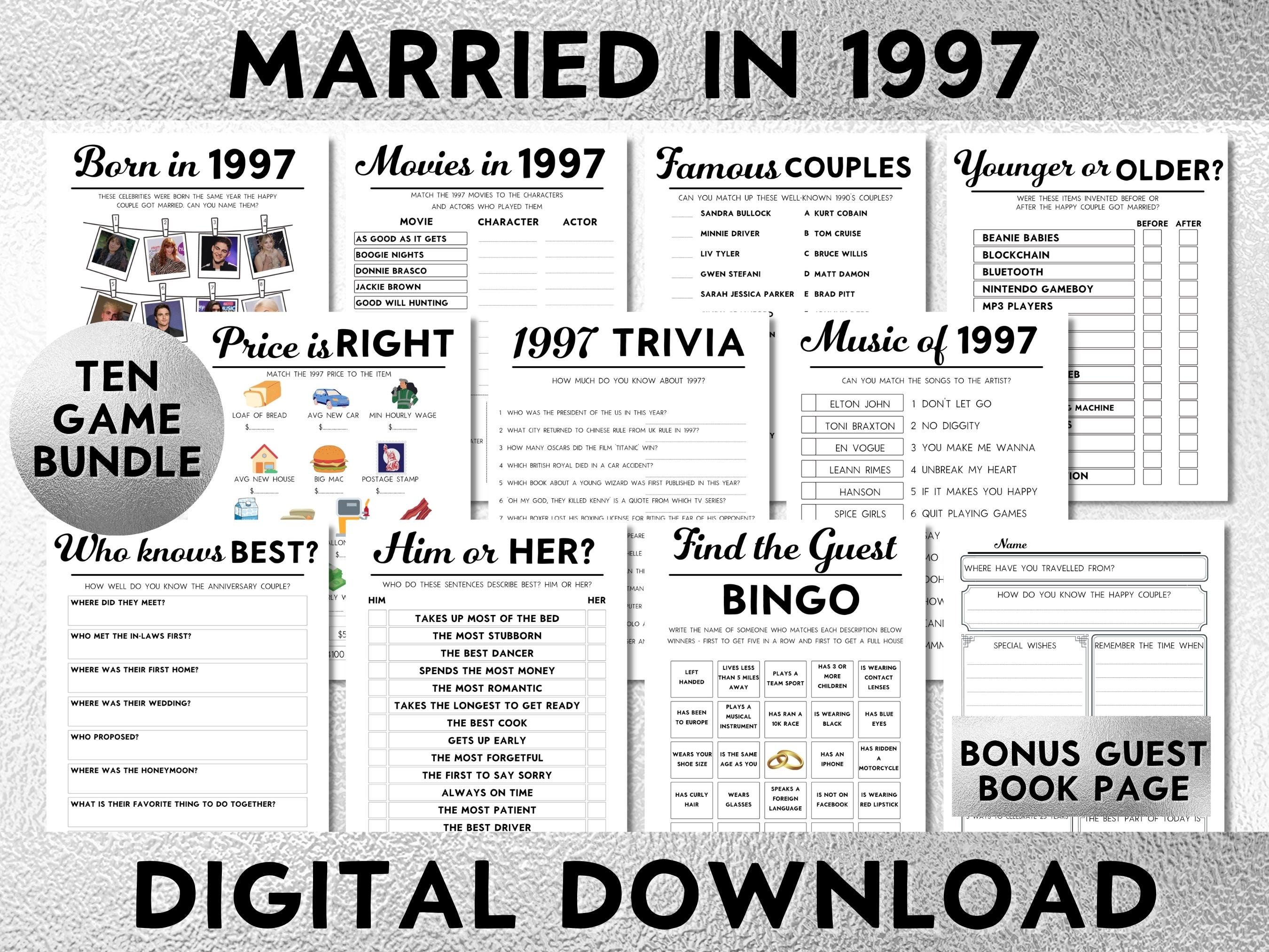 Printable 26th Wedding Anniversary Party Games Married in - Etsy