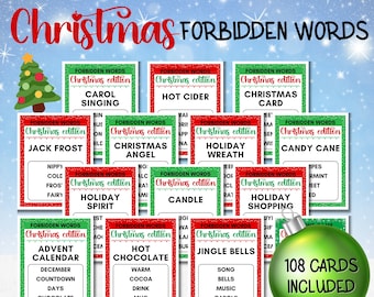 Forbidden Words | Christmas Party Game | Christmas Family Cards Game | Don't Say | Family Party Game | Printable Christmas Game