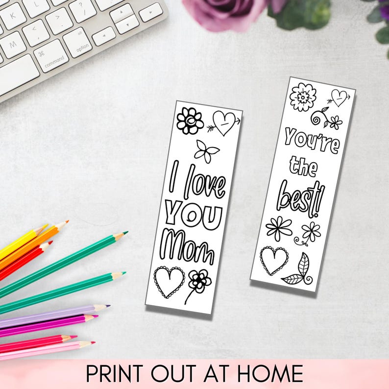 Mors dag-målarbokmärken – DIY-present från barn (digital nedladdning) bild 6