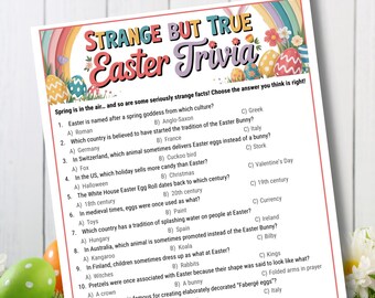 Easter Trivia Game, Strange But True, Printable Quiz (Digital Download)