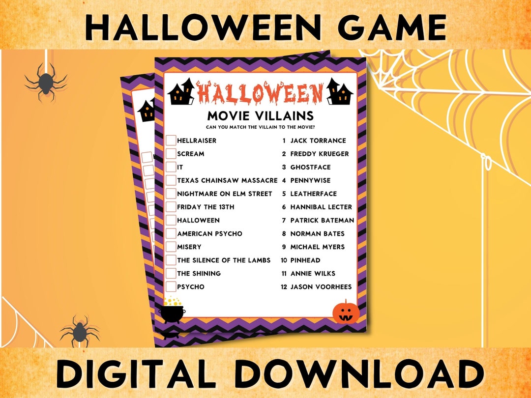 Printable Halloween Movie Villains Quiz Game Party Game