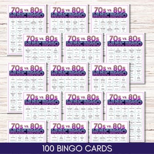 70s vs 80s Music Bingo, Printable Music Game, Party Game, Instant Download, Fun Group Activity, Retro Music Trivia