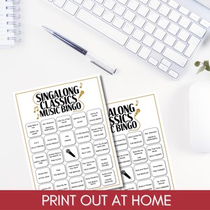 Singalong Classics Music Bingo, 75 Songs, 200 Cards, Printable Party Game, Instant Download