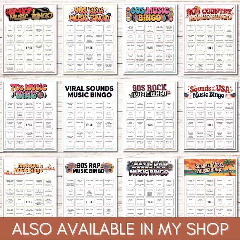 Modern vs Classic Country Music Bingo – 200 Cards Printable Party Game (Large Group)
