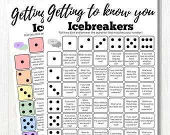 Get to Know You Dice Game – Fun Icebreaker Questions, Team Building Game, Printable Conversation Starters for Groups & Parties