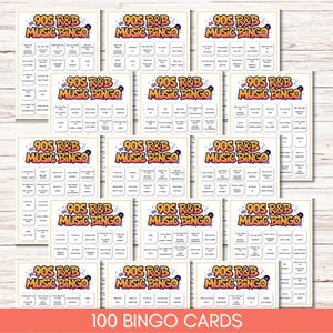 90s R&B Music Bingo, Printable Bingo Game, Throwback 90s Party Game, Instant Download