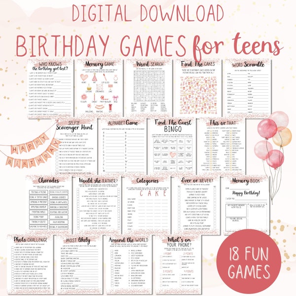 Teen Girl Birthday Party Games, Girls Sleepover Birthday Games, Sweet 16, 13th Birthday, Who Knows Best, Editable, Printable