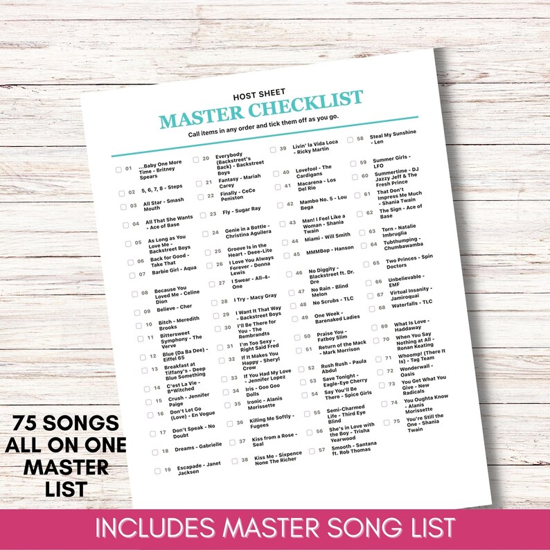 2000s Summer Hits Music Bingo - 200 Cards, Y2K Party Game (Printable)