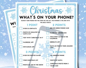 Christmas What's On Your Phone Game, Fun Printable Holiday Party Game for Adults and Kids, Perfect for Office Parties & Family Gatherings!