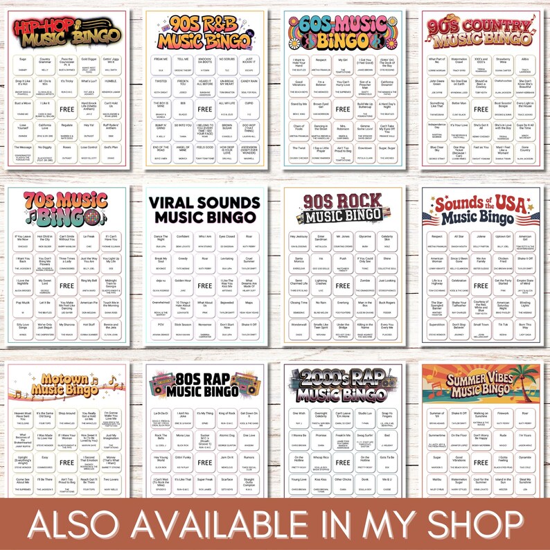 Modern vs Classic Country Music Bingo – 100 Cards Printable Party Game