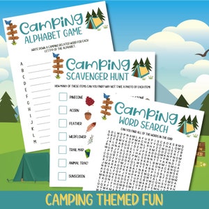 Camping Activities, Camping Games Kids Families Adults, Printable, Family Fun, Camping Trip, Summer Camp, End Of School Activities
