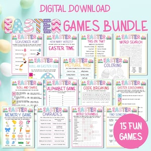 Easter Games For Kids, Easter Family Game, Easter Games Bundle Printable, Easter Party, Classroom Easter Games, Instant Download