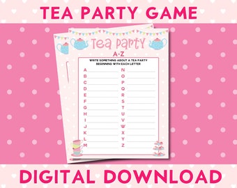 Gioco dell'alfabeto dalla A alla Z stampabile per Tea Party, festa di compleanno per ragazze, tea party pomeridiano, festa delle principesse, TP001
