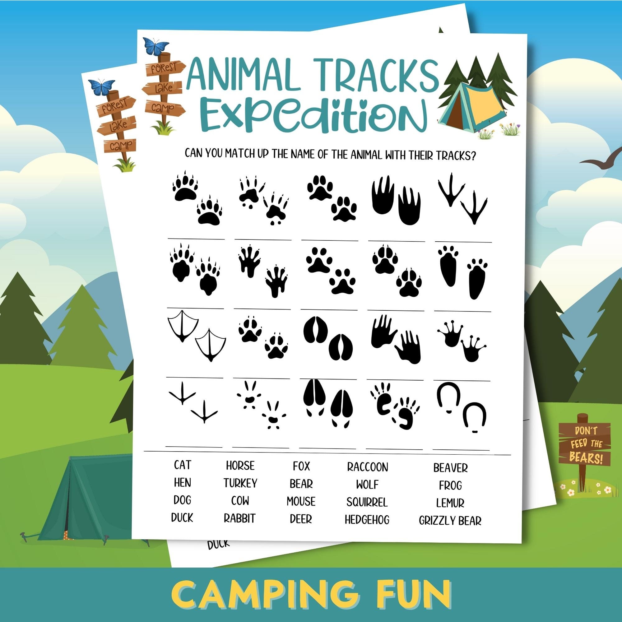 Animal Tracks Expedition Game Printable Camping Trip Game Etsy