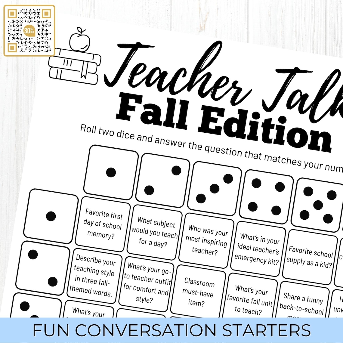Back to School Teacher Icebreaker Game, Printable Teacher Dice Activity ...