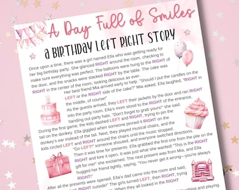 Left Right Birthday Game, Pass the Prize, Pink Birthday Girl Game, Fun Kids Party Game, Editable, Instant Download