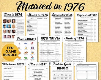 50th Anniversary Party Games, Golden Wedding, Married in 1976 Trivia (Instant Download)