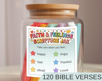 Make Your Own Scripture Jar for Kids, Bible Verses Emotions Jar, Encouragement Gift, Christian Kids Activity, DIY Gift