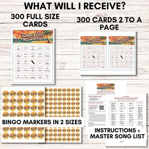 Sommarvibbar Musikbingo – Utskrivbart spel med 300 bingobrickor bild 2