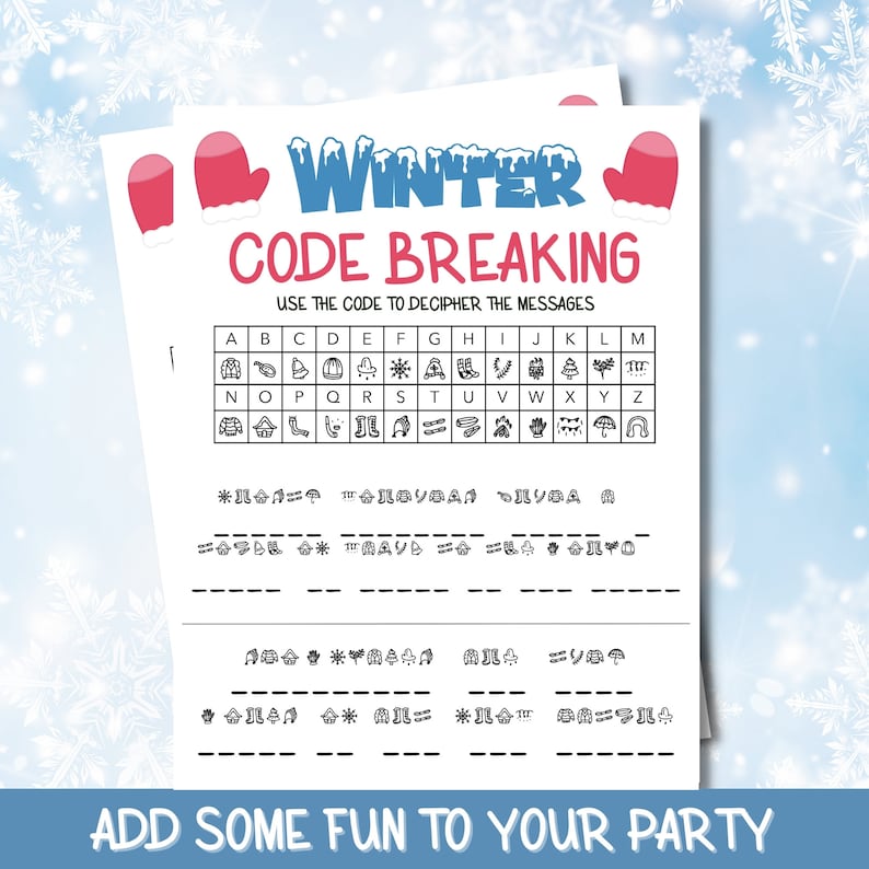 Winter Code Breaking Game, Party, Family Activities, Classroom ...