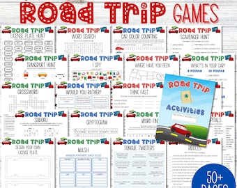 Kids Road Trip Games, Printable Family Road Trip Planner, Car Games, Travel Printables, Road Trip Journal, Family Vacation, Scavenger Hunt