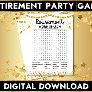Printable Retirement Party Word Search Game, Icebreaker, Work Party For Retiree, Coworker, Family