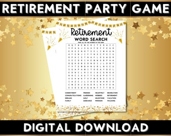 Printable Retirement Party Word Search Game, Icebreaker, Work Party For Retiree, Coworker, Family