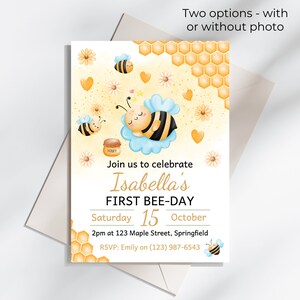 First Birthday Bee Invitation, 1st Bee-Day Invites, Instant Download, First Bee-Day Birthday Invitation, First Bee Day Invite, Evite