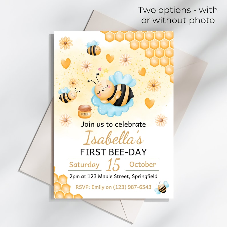 First Birthday Bee Invitation, 1st Bee-Day Invites, Instant Download, First Bee-Day Birthday Invitation, First Bee Day Invite, Evite