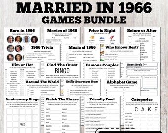 60th Wedding Anniversary Games, Married in 1966, Printable Games (Digital Download)