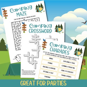 Camping Activities, Camping Games Kids Families Adults, Printable, Family Fun, Camping Trip, Summer Camp, End Of School Activities