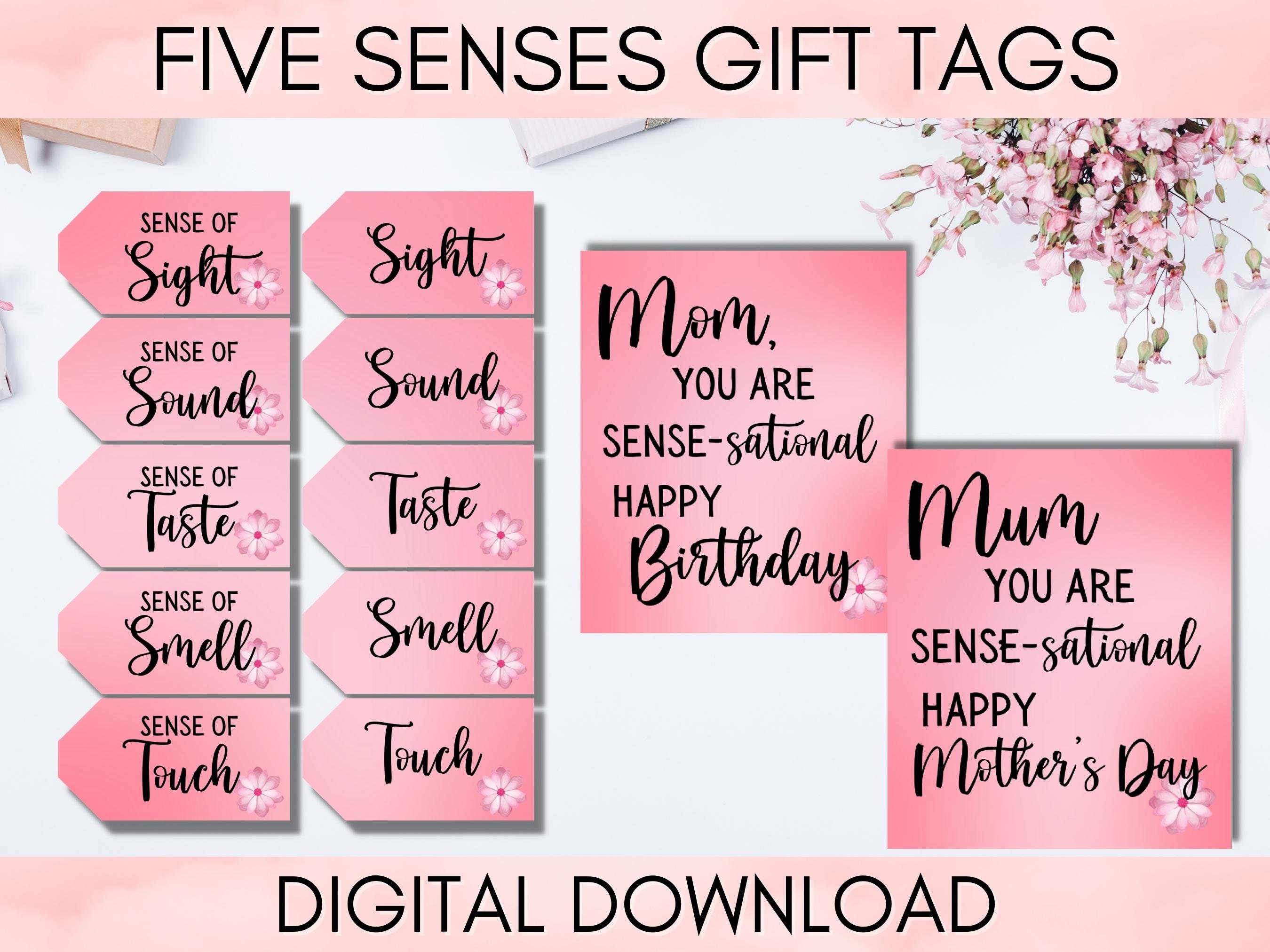 Five Senses Gift Tags for Her, Mother's Day, Birthday, Printable