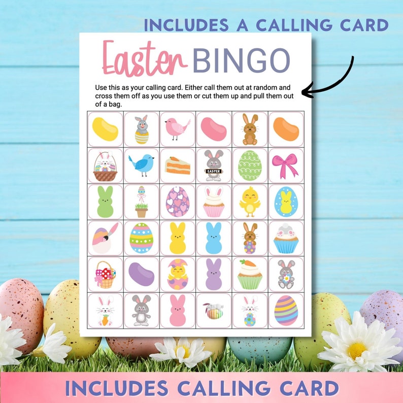 Easter Bingo, Printable Game, 40 Unique Bingo Cards, Classroom Activities, Family Fun image 4