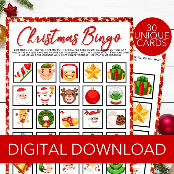 Christmas Bingo Game Printable Digital Download 30 Unique | Etsy