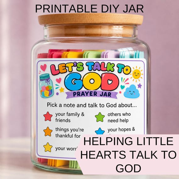 Kids Prayer Jar, 120 Printable Prayer Prompts for Kids, Sunday School Activity, Conversation Starters with God, Family Devotional