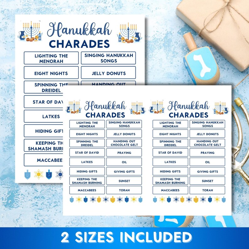 Printable Hanukkah Charades Game, Digital Download, Party Game ...