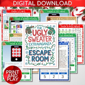 Christmas Escape Room for Kids, Ugly Sweater Party Game, DIY Printable for Family Fun