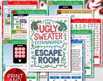 Christmas Escape Room for Kids, Ugly Sweater Party Game, DIY Printable for Family Fun