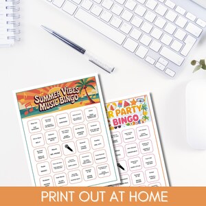 Summer Music Bingo Bundle – 5 Printable Games, 300 Cards | 80s 90s 2000s & More